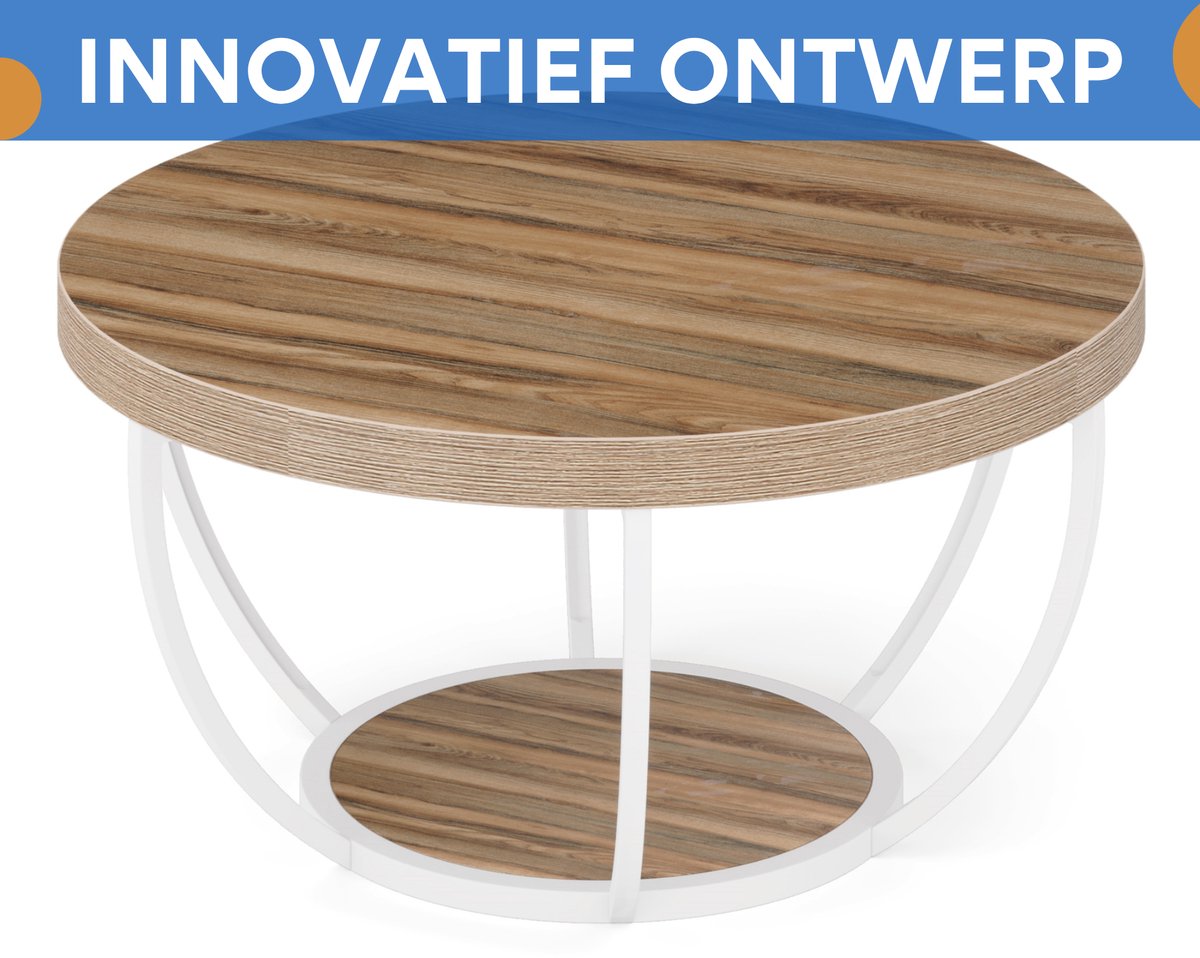 Salontafel Marina - Rond - Modern - Voor woonkamer - Bijzettafel - 95cm - Grijs