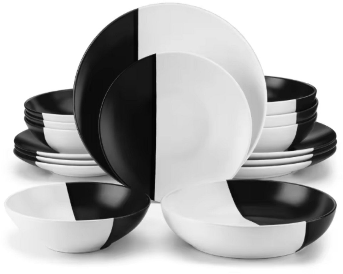 Valenza Serviesset - 16 delig - 4 persoons - Classy white - Dinerborden - Bordenset - Diepe borden - Ontbijtborden - Servies - Keukenservies