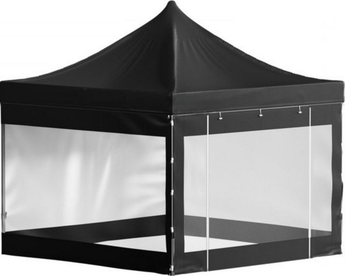 Partytent 3x3 meter - Met zijkanten - Vouwtent - Zwart - Paviljoen - Opbouwbaar - PVC tent - Tuintent