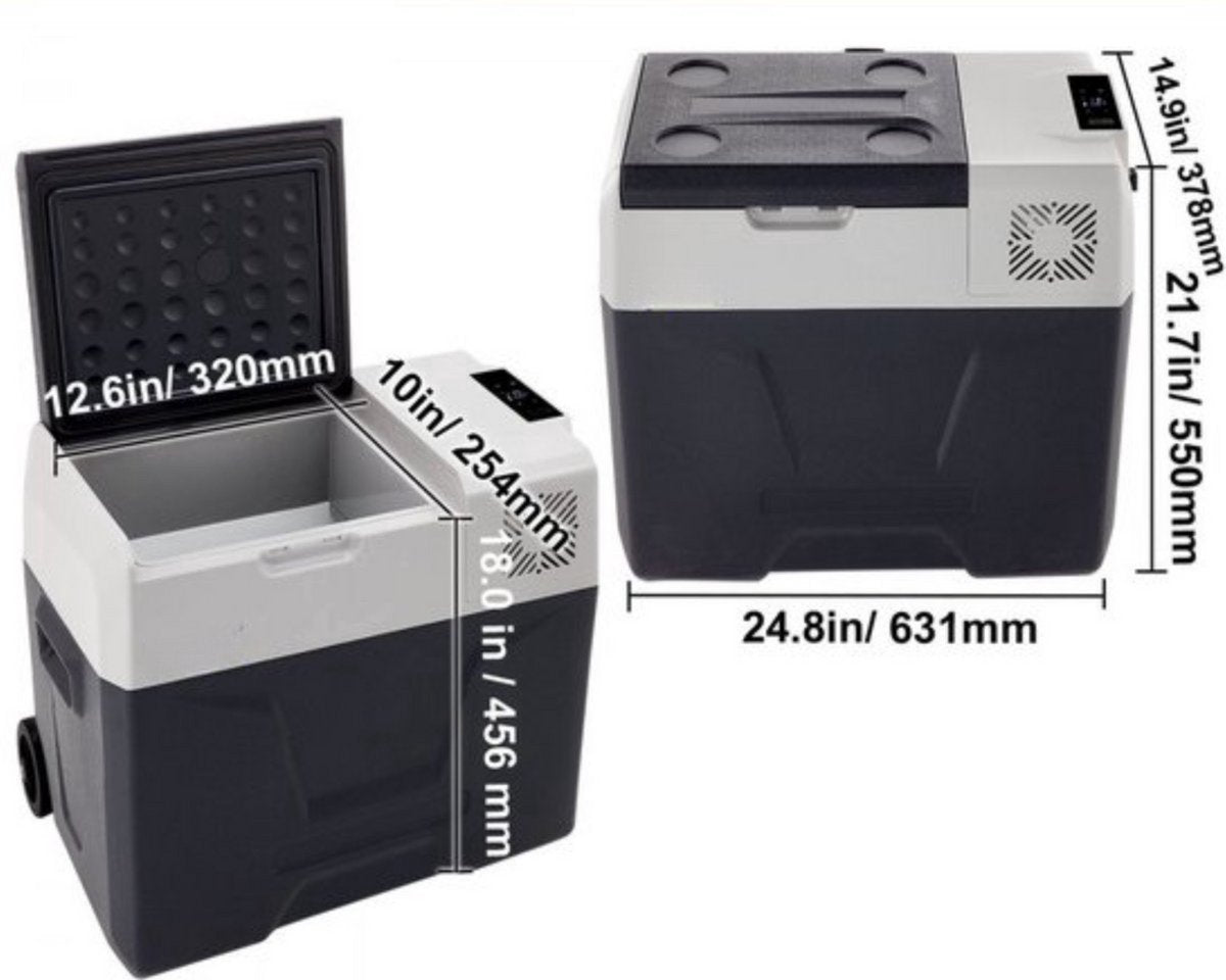 Auto Koelbox met Compressor – 50L Draagbare Koelkast met LCD Display – 12/220V Campingkoeler