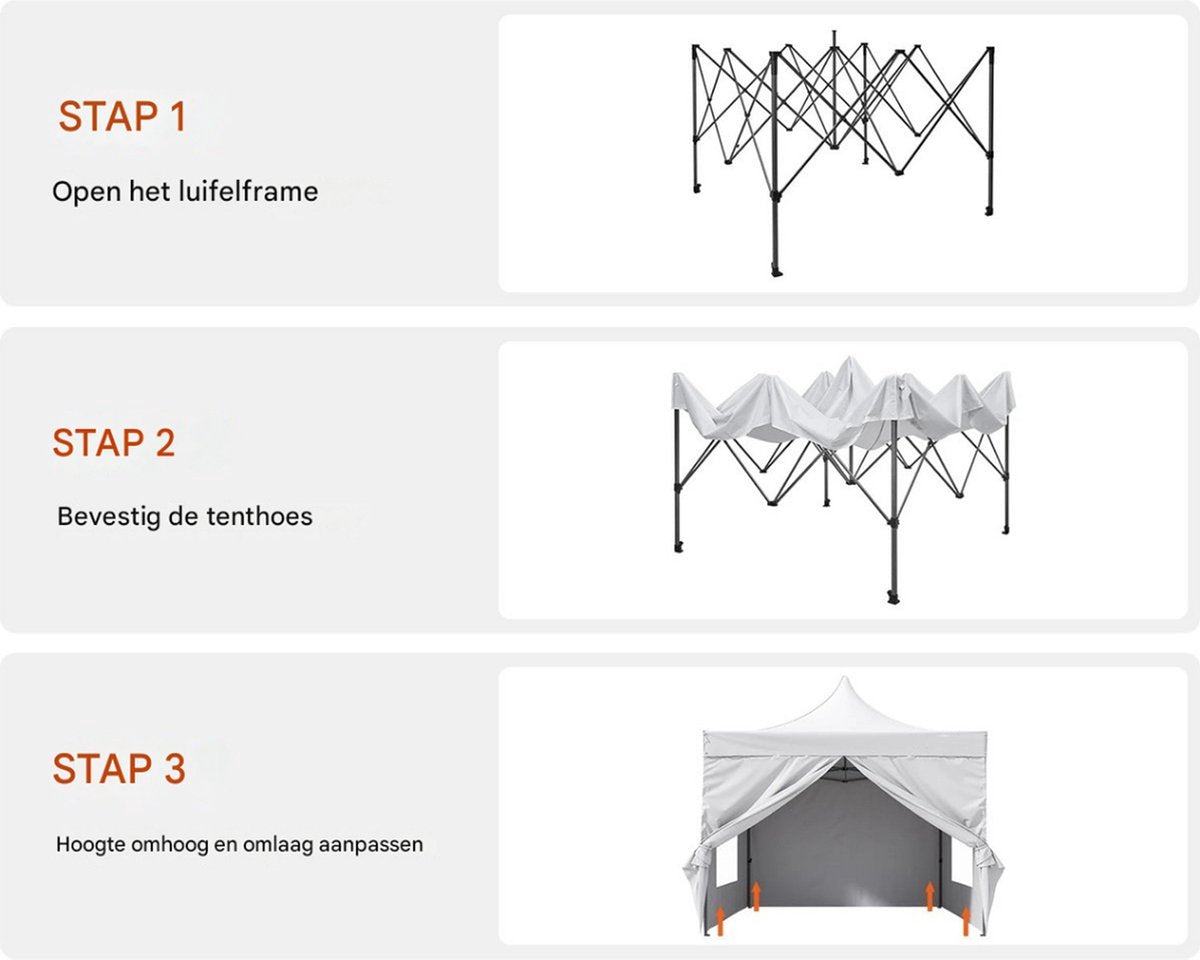 Waterdichte partytent - Met zijwanden - Wit - Luxe paviljoen - 3x3 m