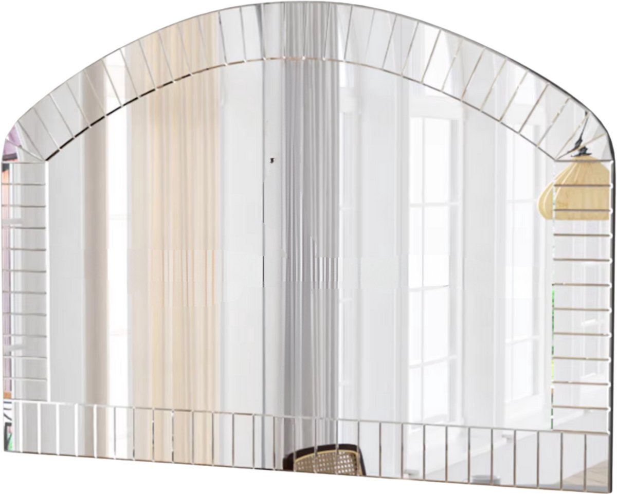 Gebogen Wandspiegel - Venetiaanse Accent Spiegel- Zilver - Glas - Decoratie voor Woonkamer