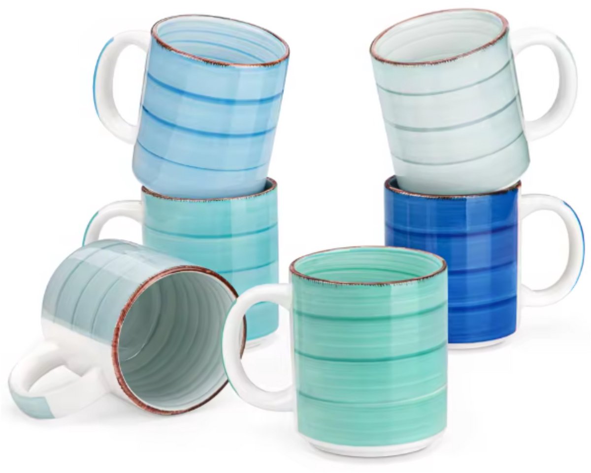 Luxe Mokkenset - 6 stuks - 470ml - Koffiemokken - Melkbeker - Met oor