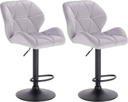 Barkruk Comfy Lichtgrijs - Met rugleuning - Stevig- Velvet - Set van 1 - Keuken - Barstoelen ergonomisch - Verstelbaar in hoogte - Zithoogte 60-82cm