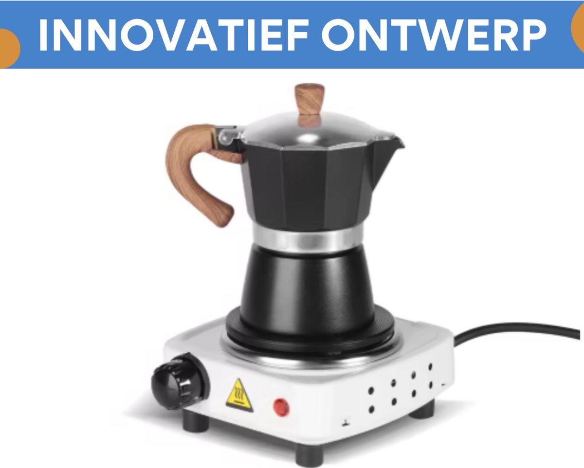 Espresso Tavien - koffiemaker - Zwart - Percolator - Moka pot - Met Koffiemolen - Camping en thuisgebruik