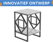 Moderne bijzettafel Mira Vaylen - Zwart - Echter marmer - Salontafel - Woonkamer - Emerald look - Side table - 40cm - Vierkant