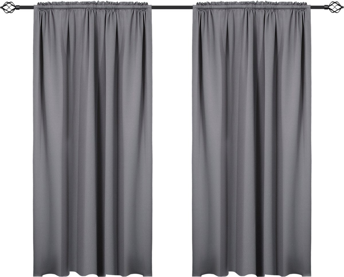 Happyment Gordijnen set Diva 2 stuks - Grijs 135x175cm - Verduisterend - met Plooiband - Fluweel Isolerend