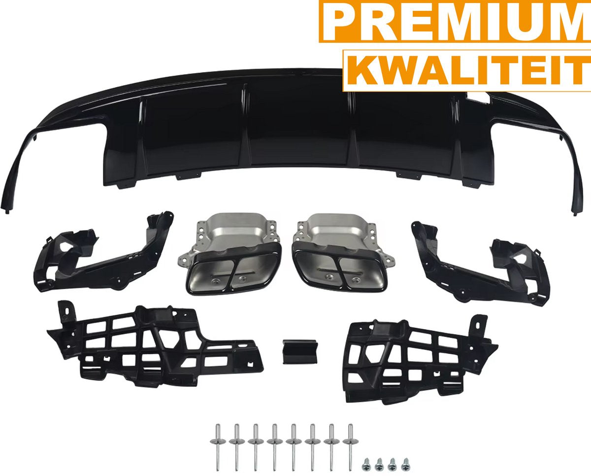 Voorbumper met Uitlaat - Voor Mercedes CLA W117/C117/X117 (CLA260/CLA45)- Glanzend Zwart - Auto Accessoires