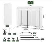 Winterproof kas - 170x68x200 cm folietunnel voor tomatenkweek - Landbouwhuis met deur en 2 ramen