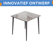 Marmeren Eetkamertafel 4 Personen - Glossy Grijs - Metalen Poten - Voor Keuken, Restaurant & Café