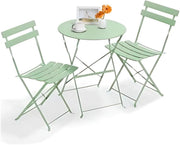 Bistroset 2 persoons - Metaal - Tuinset - Met bistrostoeltjes - 3-delig - Tuintafel - Groen