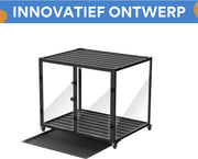 Hondenbench Cleany - Op wieltjes - Gehard glas - Hondenkennel - Met Aluminium Frame - 106cm