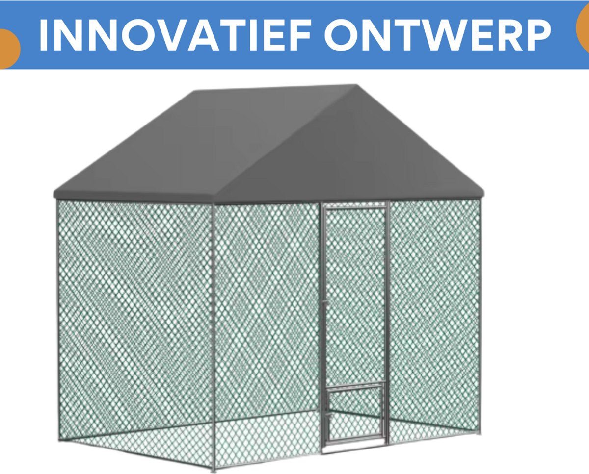 Gazonus Kippenhok - Kippenren voor buiten en tuin - Inclusief waterdichte hoes - 400x300cm - Metaal