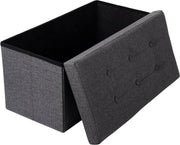Moderne Opbergbank Redina - Met opbergruimte - Zitbank Poef - Voetenbank - Opbergbox hocker - Zitkist met deskel - Donkergrijs - Stof - 76x38x38 cm