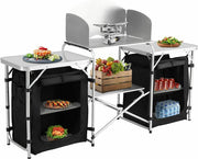 Happyment Campingkeuken deluxe - buitenkeuken inklapbaar - opvouwbaar - 2 in 1