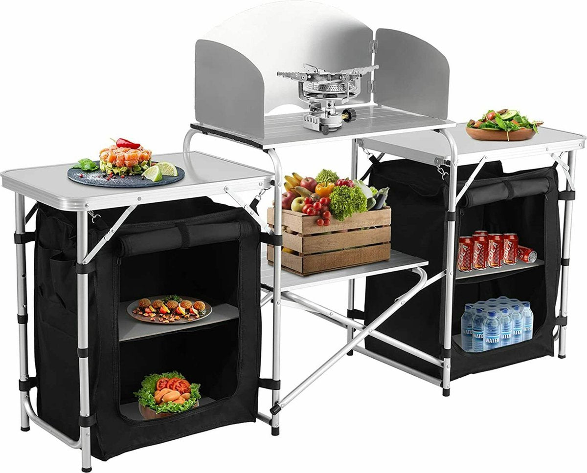 Happyment Campingkeuken deluxe - buitenkeuken inklapbaar - opvouwbaar - 2 in 1
