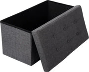 Collox Voetenbankje - Voetenkrukje - Opslagbankje - Poef - Bankje - Opbergdoos - Met afneembare deksel - Zitting gestoffeerd - Opvouwbaar - Donker grijs - 76x38x38 cm - Capaciteit 80 L