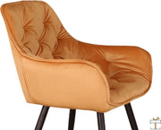 Happyment Eetkamerstoelen Fluweel - Oranje - Woonkamerstoelen - Fauteuil - Keukenstoelen - Kuipstoel - Set van 2