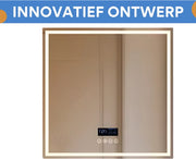 Badkamerspiegel Grandiose - Met bluetooth en verlichting - 80cm - Voor Badkamer, Make-up & Wandmontage - Dimbaar licht - Muziek - Vierkant