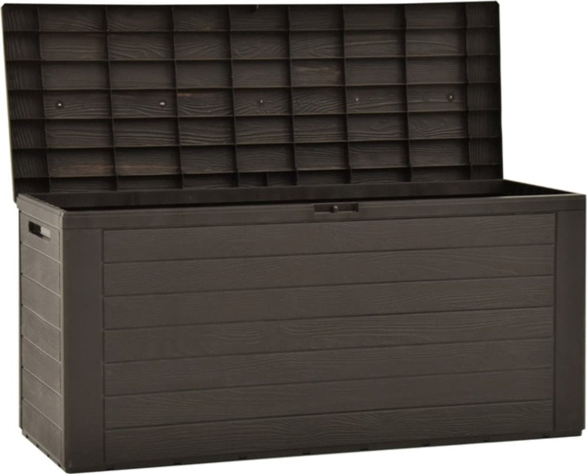 Happyment Tuinkussenbox XL - Opbergbox - Waterdicht - Met deksel - Brown - Voor binnen & buiten - Tuinbox - 280L - 117CM