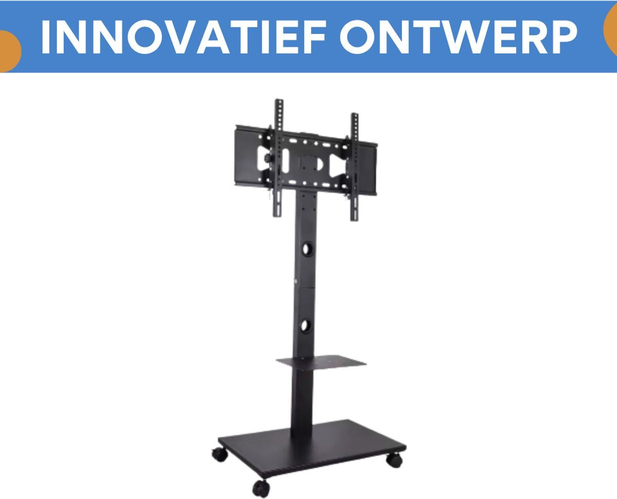 TV vloerstandaard verrijdbaar Vaylen - Voor 32"-65" inch - Standaard universeel statief - In hoogte Verstelbaar - Zwart