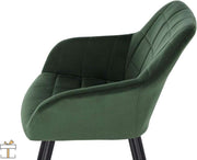 Eetkamerstoel - Velvet Groen - Fauteuil - Met armleuning - Set van 1