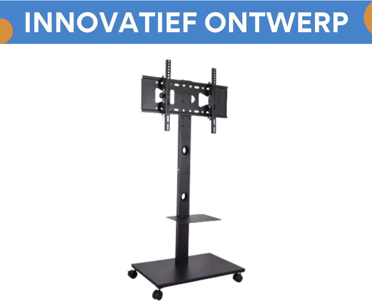 TV vloerstandaard verrijdbaar - Voor 32"-65" inch - Standaard universeel statief - In hoogte Verstelbaar - Zwart