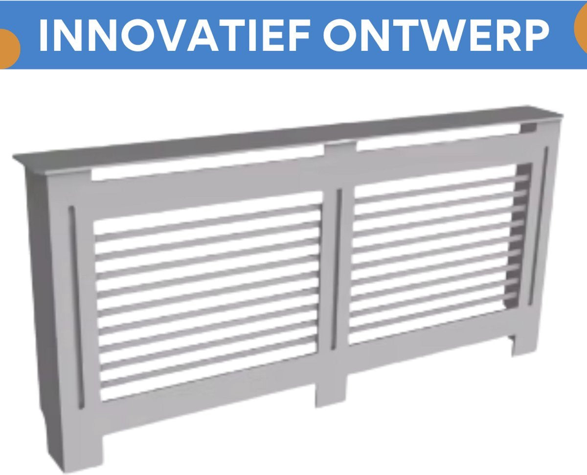 Radiatorombouw Grandiose - 172x92 cm - Ombouw rooster - Horizontale panelen - MDF - Stijlvol - Grijs