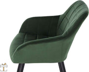Happyment Luxe Eetkamerstoelen - Velvet Groen - Fauteuils met armleuning - Woonkamerstoelen - Keukenstoelen - Kuipstoel - Set van 1