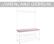 Kapstok met bank - Kledingrek - Schoenenrek - Voor kledingopslag en schoenen - Multifunctioneel - Met haken en bankje - Roze