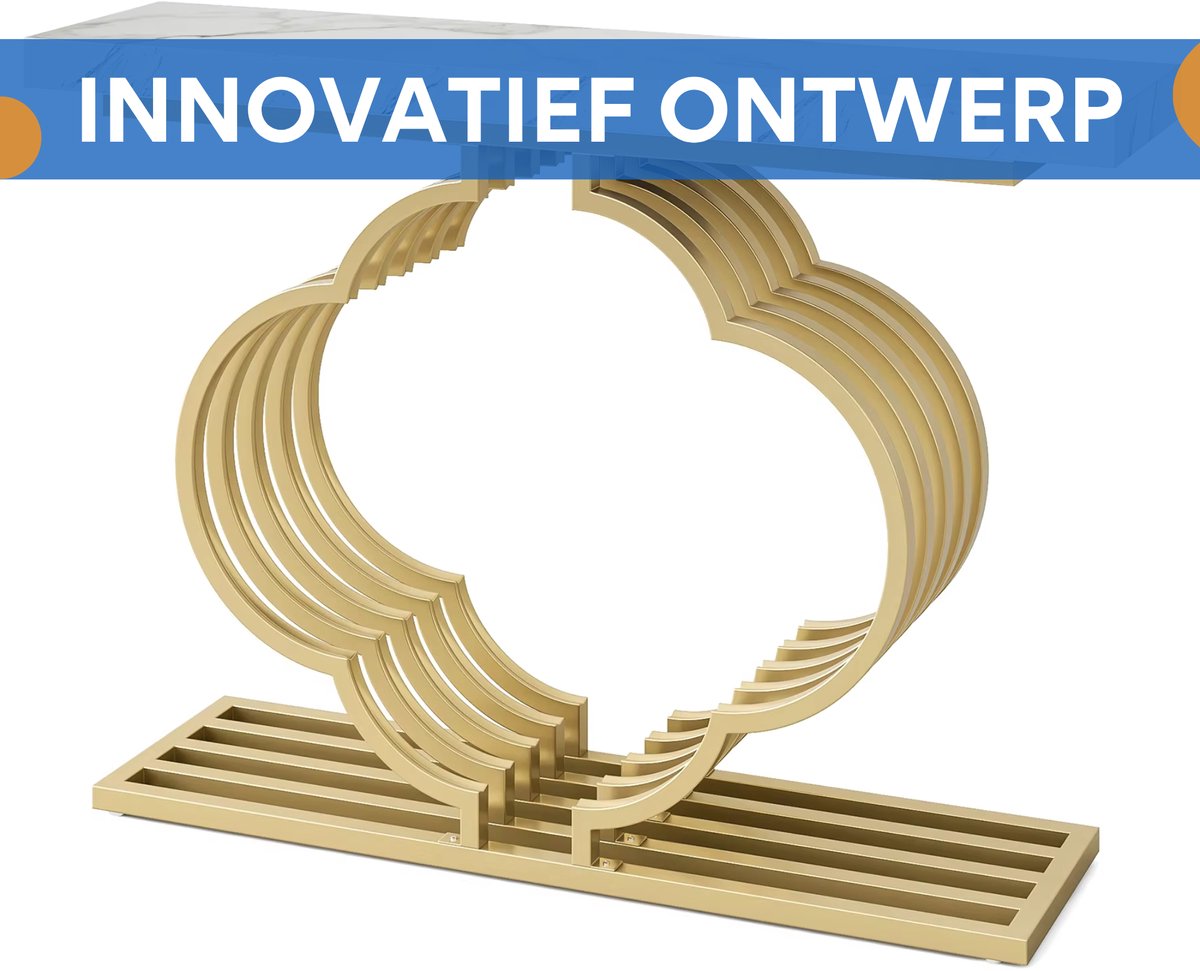 Console tafel Cloudy - Goud - Wandtafel - Sidetafel - Dressoir - Hout- Haltafel - Woonkamer of hal - 100cm