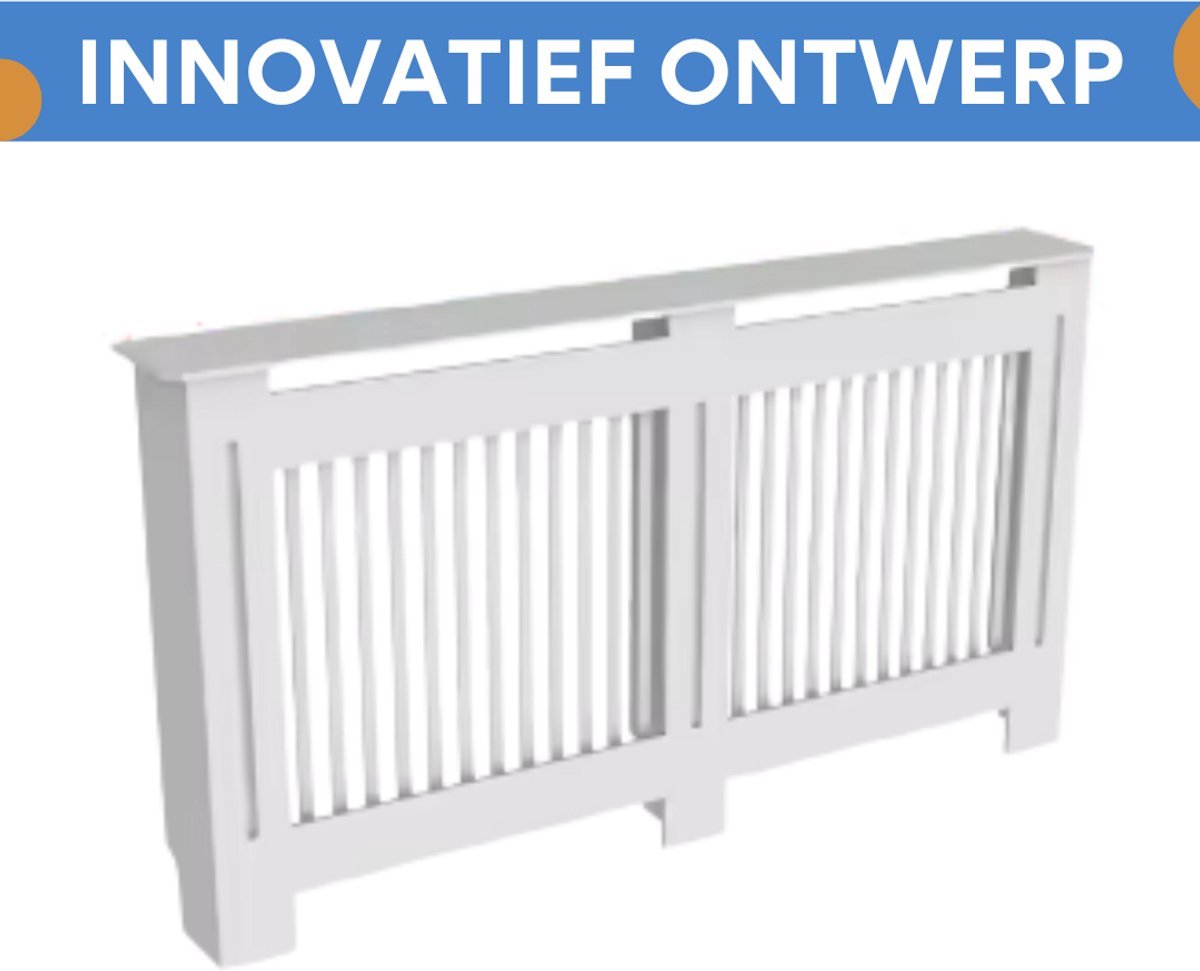 Radiatorombouw Valora - 152x92 cm - Ombouw rooster - Verticale panelen - MDF - Stijlvol - Wit