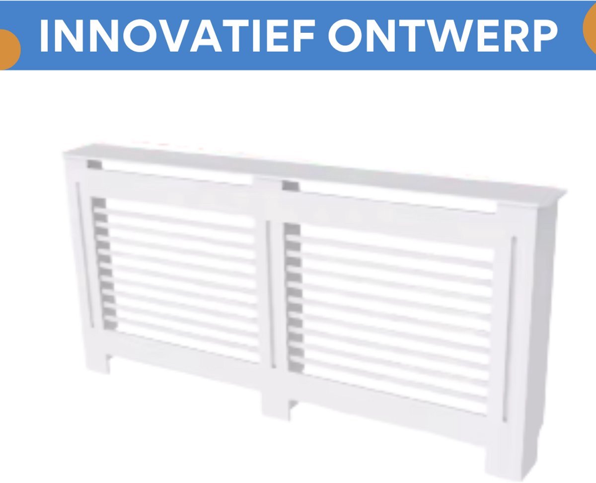Radiatorombouw Tavien - 172x92 cm - Ombouw rooster - Horizontale panelen - MDF - Stijlvol - Wit