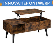 Salontafel Dulvia- Bruin - Tafel voor woonkamer - Met opbergruimte en hefplank - Laptoptafel