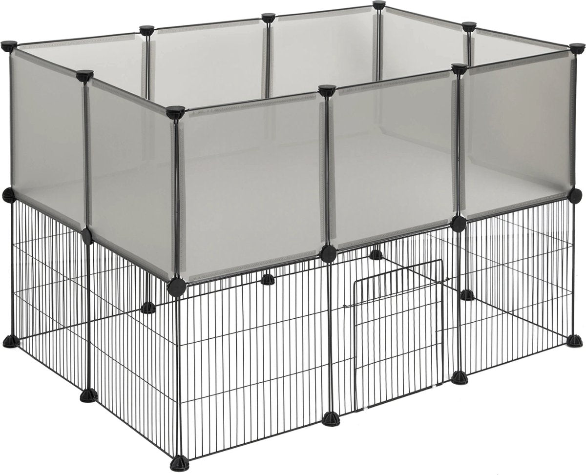 Happyment Dierenren Dodo - Extra hoog - Ren - Verstelbaar - Konijnenren - Kippenren - Puppyren - Kattenren - Knaagdierenren - Wit - 107x72x72 cm