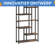 Boekenkast Larevo - 8 Lagen - Boekenrek Opbergrek - Industriële Stellingkast Metaal - Voor Slaapkamer, Woonkamer of Kantoor - Bruin - 30 cm (D) × 100 cm (B) × 200 cm (H)