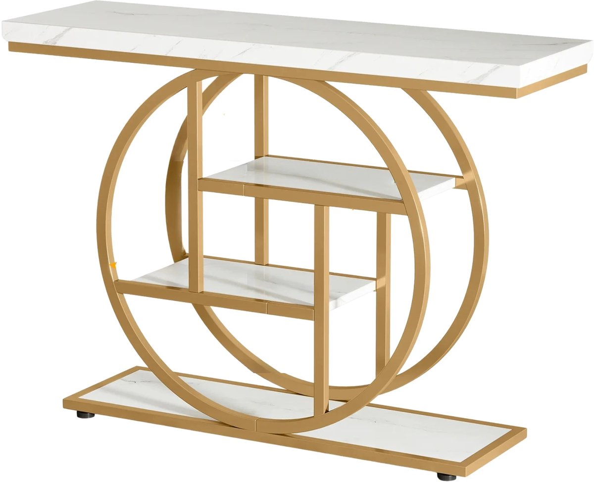 Moderne Haltafel Luno - 100cm - Consoletafel Wandtafel - Goud - Voor Woonkamer of Gang