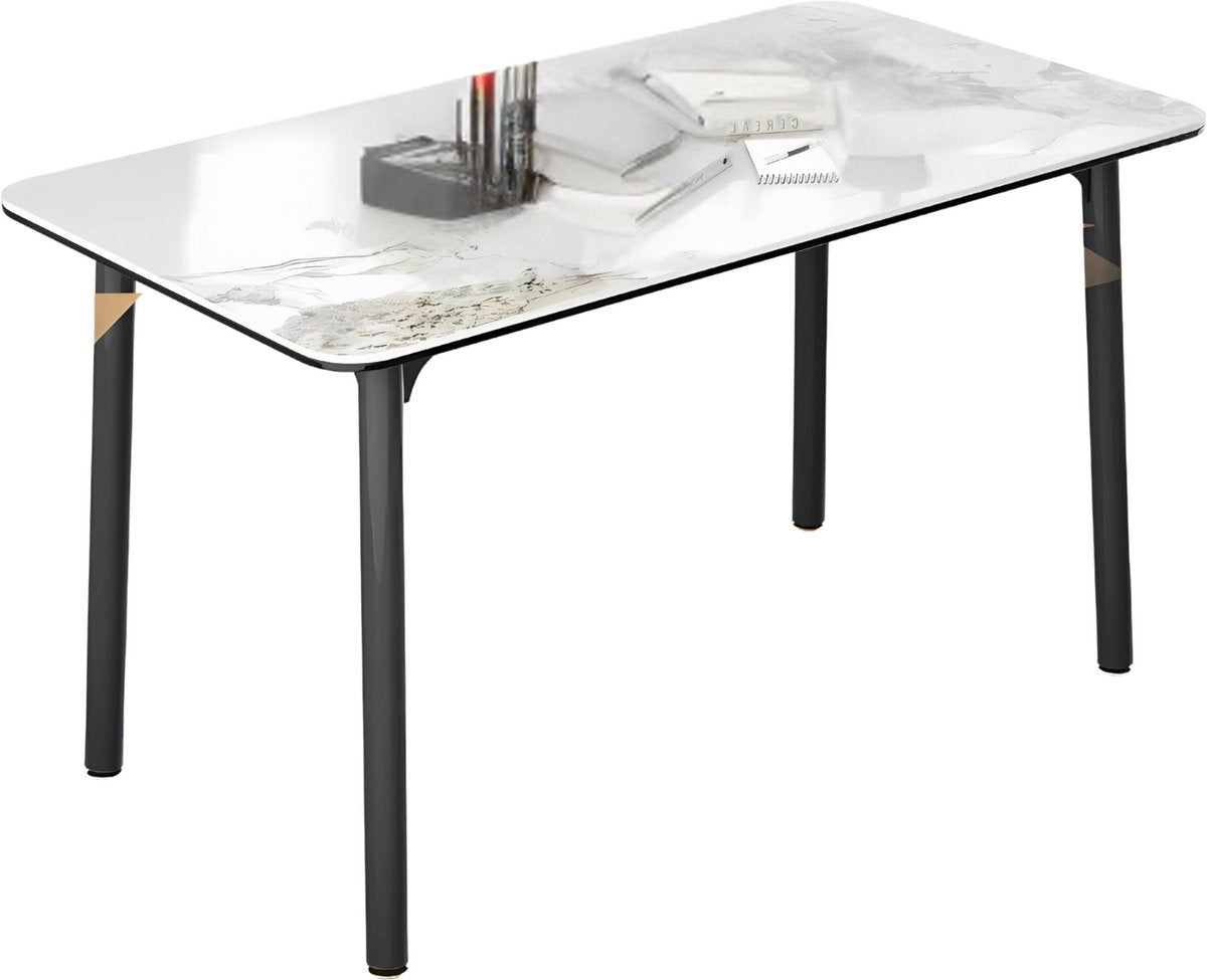 Eettafel Mandino - 4 tot 6 personen - Marmer look - 140cm - Marmer look - Rechthoekig