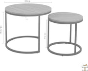 Salontafel - Set van 2 - Rond - 60/40cm - Landelijk - Bruin