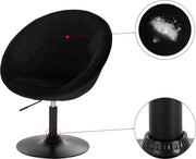 Barkruk - Zwart Velvet - Industrial - Verstelbaar - Rugleuning - Set van 1