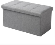 Moderne Opbergbank Ferino - Met opbergruimte - Zitbank Poef - Voetenbank - Opbergbox hocker - Zitkist met deskel - Lichtgrijs - Stof - 76x38x38 cm