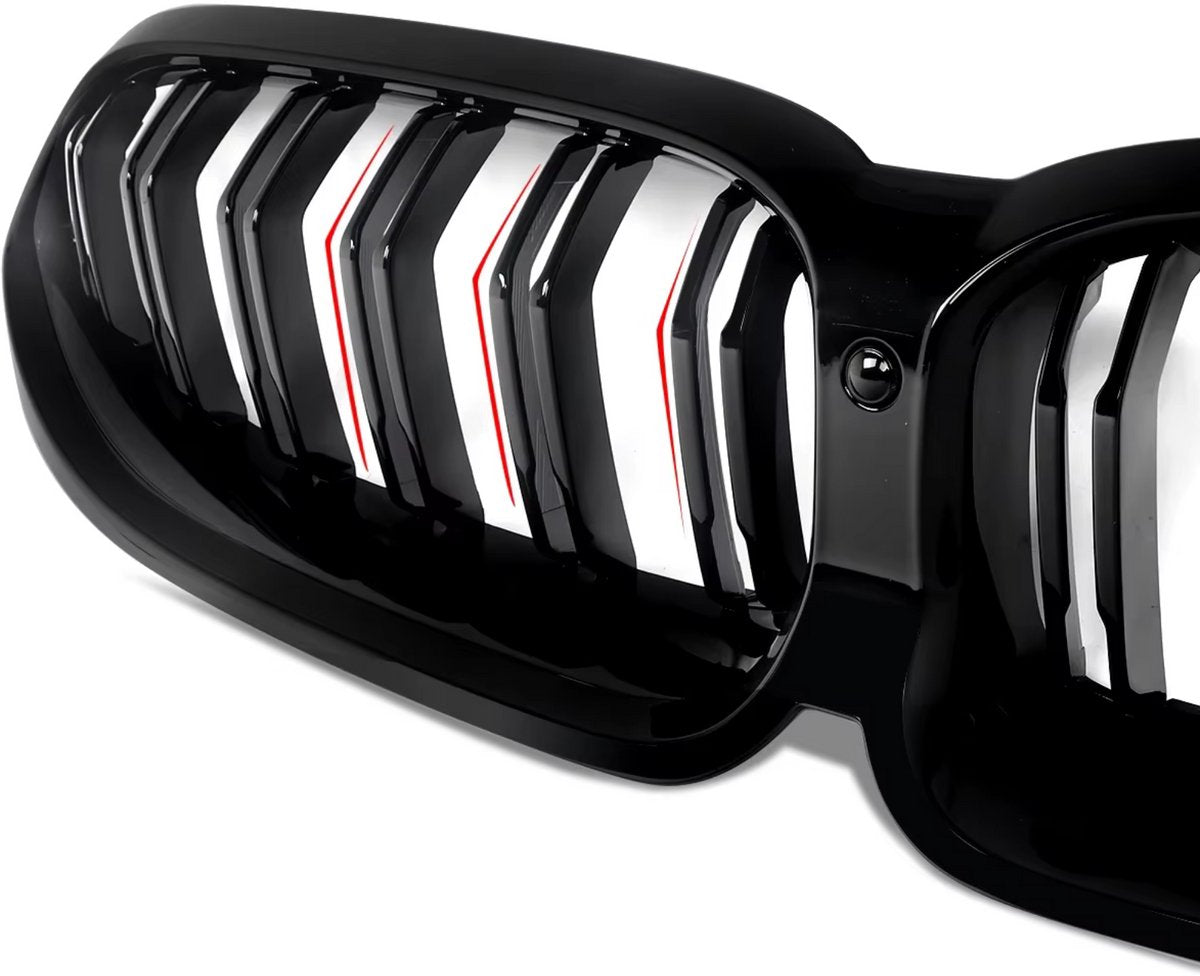 Voorbumper - Voor BMW 8-Serie G14/G15/G16 2023-2024 - Auto accessoires - Voorgrille - Gloss Zwart - Dual lats