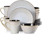 Velentino Serviesset - 16 delig - 4 persoons - Grijs - Dinerborden - Bordenset - Diepe borden - Ontbijtborden - Servies - Keukenservies