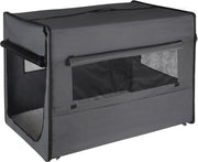 Happyment Hondenbench Jari - Dierenbench auto - Dierenbench - bench - Autokennel - resibench - vervoersbox dieren - Transportbox huisdier - Stof - Grijs - 77x49x56cm