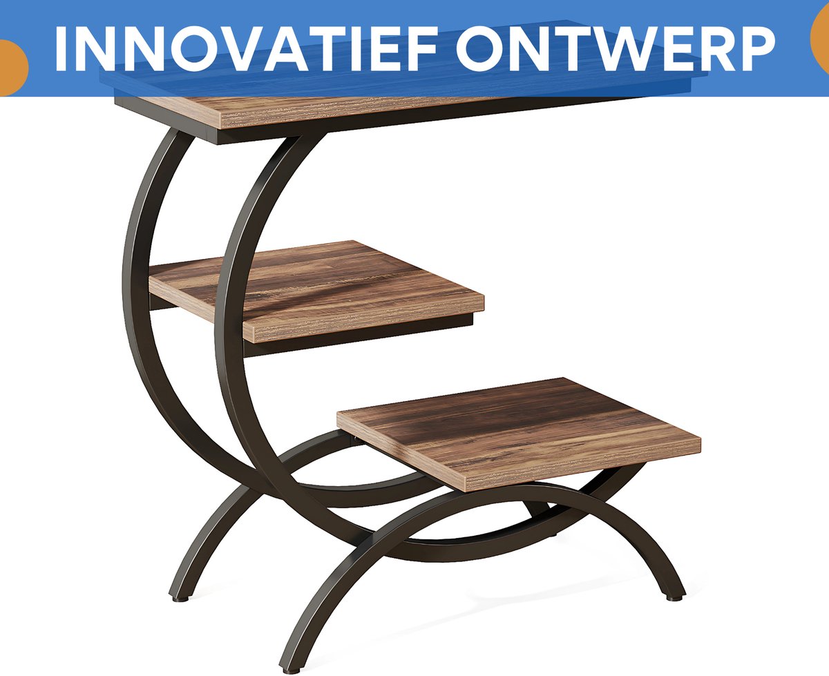 Luxe Bijzettafel Nova - Voor woonkamer of slaapkamer - Nachtkast - Bruin