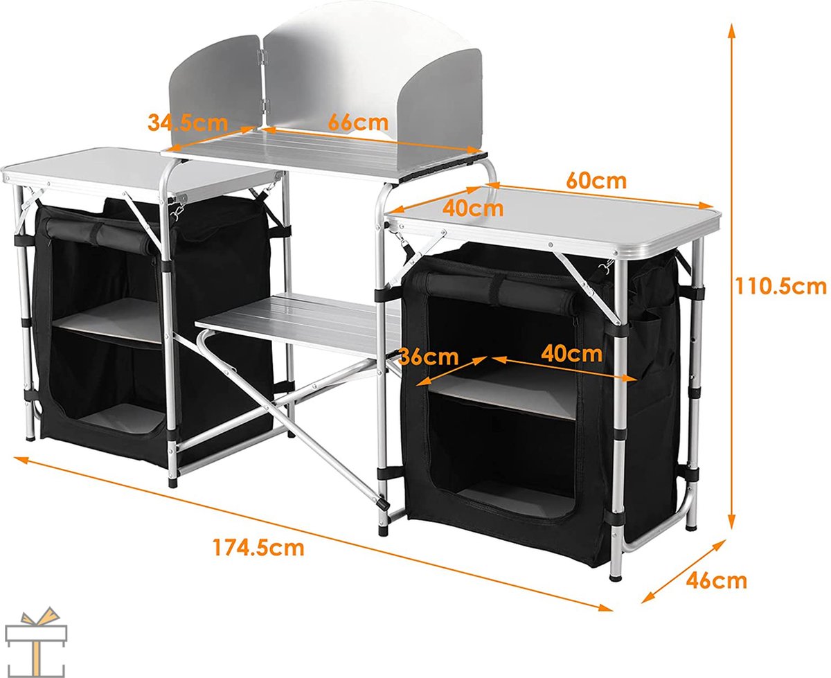 Happyment Campingkeuken deluxe - buitenkeuken inklapbaar - opvouwbaar - 2 in 1