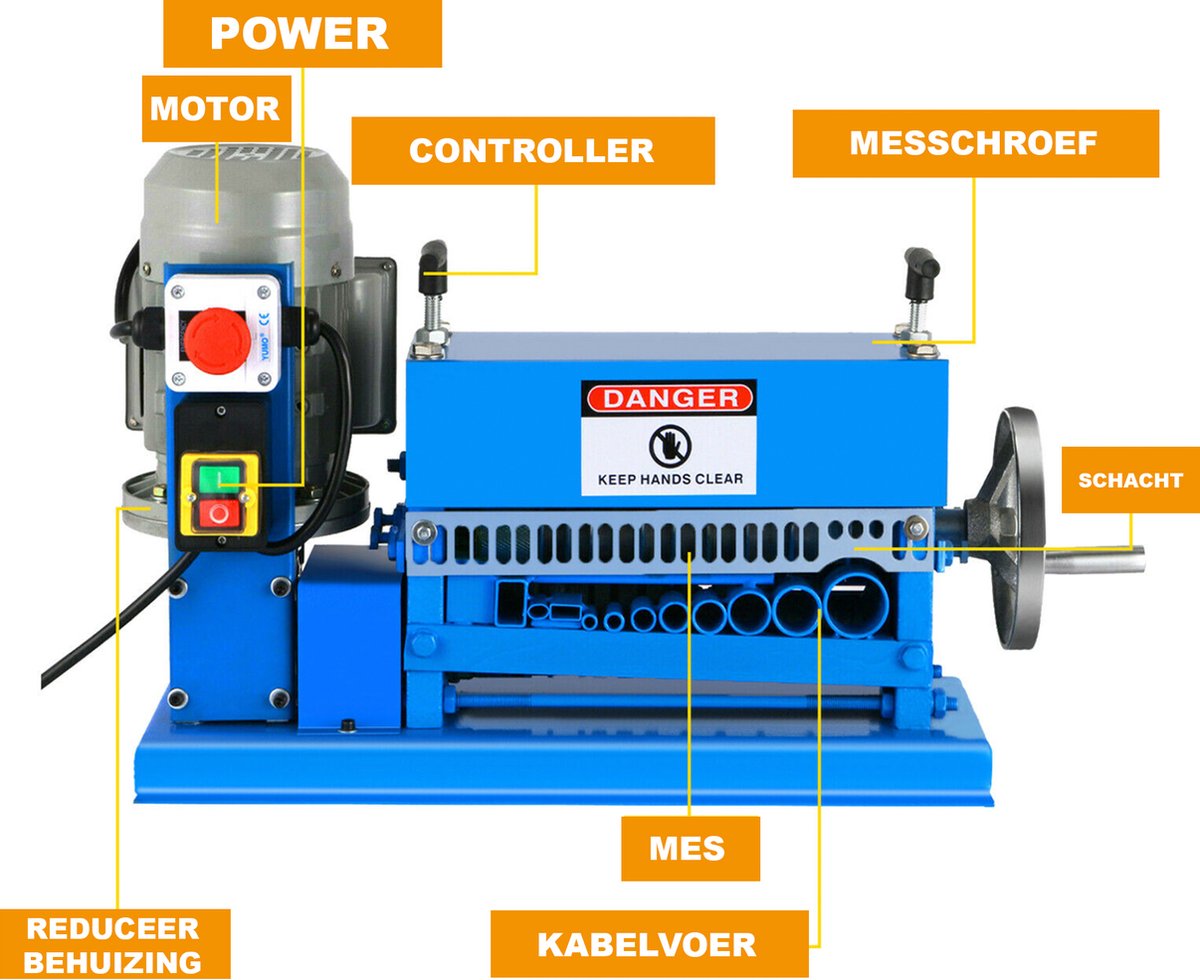 Happyment Kabelstripper Machine PRO - 370W - Automatische Draadstripper - 1.5-38mm - Kabelpeller - Stripmachine - Stripmachine - Elektrisch - Koper en meer