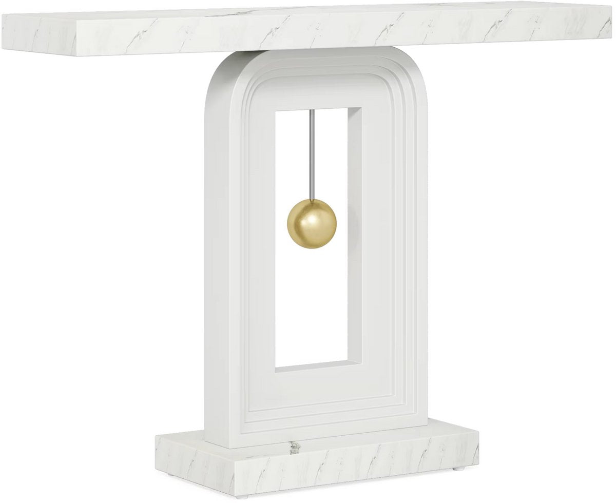 Moderne Wandtafel Marlero- 30 × 100 × 82 cm - Haltafel - Marmerlook - Consoletafel - Voor Gang en Woonkamer