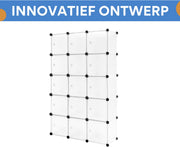 Witte Schoenenkast - Voor Woonkamer, Slaapkamer en Hal - DIY Plank, Schoenenrek en Opbergorganisator - Scheidingswand met 15 Kubussen