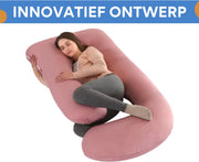 Verkoelend zwangerschapskussen - Ergonomisch - Lichaamskussen - Body pillow - Zijslaapkussen - Voedingskussen - Voor zijslapen - Roze